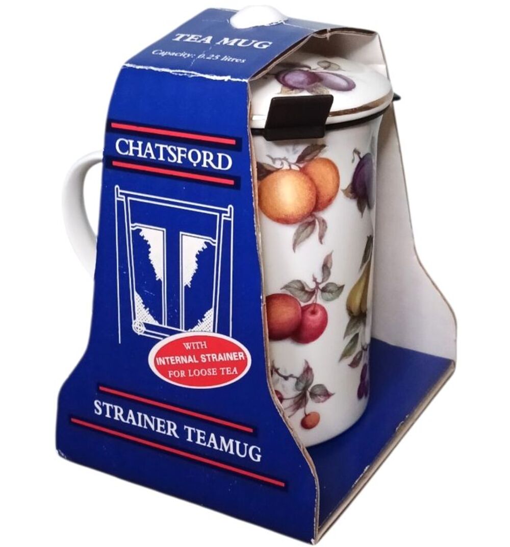 NEW Chatsford Strainer Infuser Tea Mug & Lid English Bone China Loose Leaf Tea